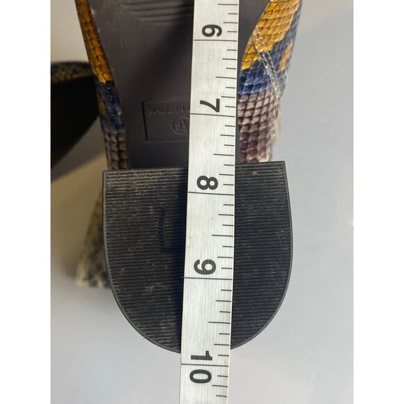 The Limited Erica Mid-Calf Brown Blue Snakeskin Block Heel Boots Size 9.5 - Picture 10 of 10